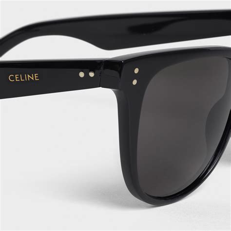 celine 417555s|Black Frame 57 Sunglasses in Acetate with Leather .